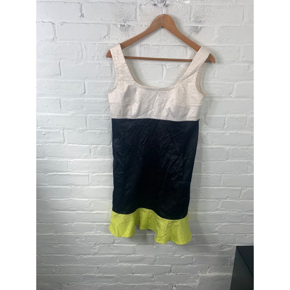 Sara Campbell Black, White, and Yellow Mini Dress